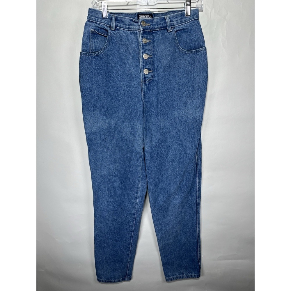 VTG 90s Mixed Blues Button Fly High Waisted Blue Women's Denim Jeans Thriller 13